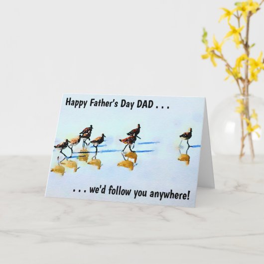 Dad's Day-Running Sandpipers Vaderdag Kaart (Gele Bloem)