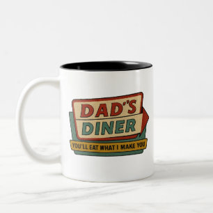 Dad's Diner Retro Bord – Ben-Day 1950s Pop Art Tweekleurige Koffiemok