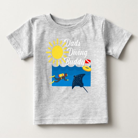 Dads Diving Buddy Design - Baby Fine Jersey T-Shir (Voorkant)