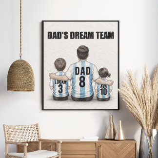 Dad's droomteam voetbal familieportret poster