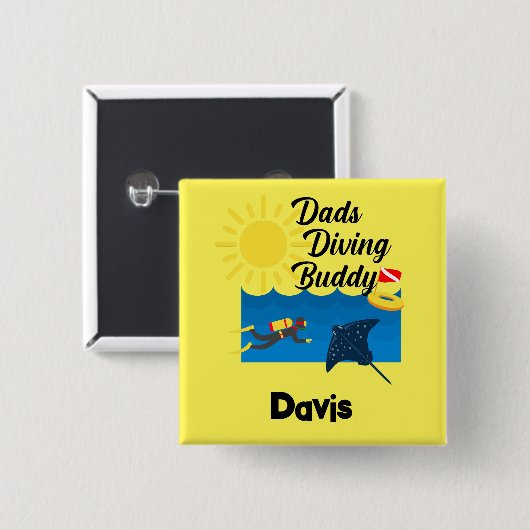 Dads duikboeddontwerp - Square Button (Voorkant /achterkant)