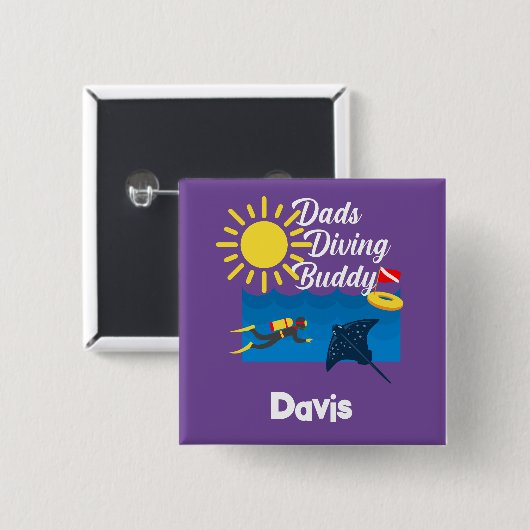 Dads duikboeddontwerp - Square Button (Voorkant /achterkant)