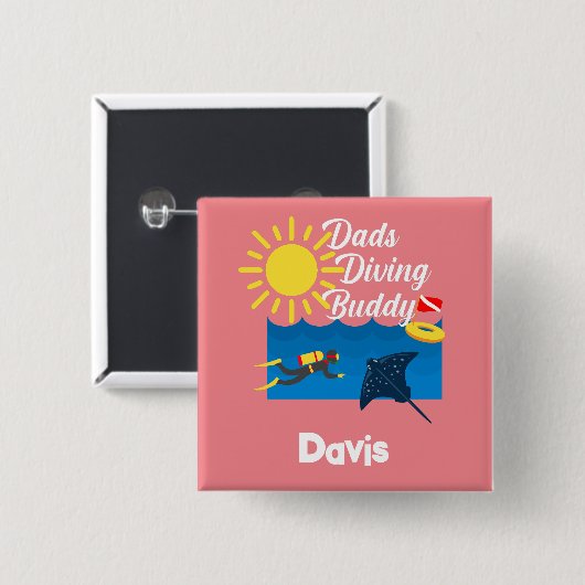 Dads duikboeddontwerp - Square Button (Voorkant /achterkant)