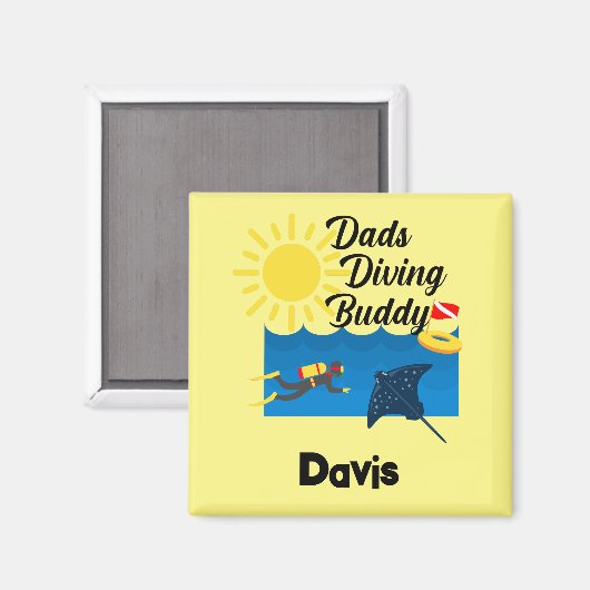 Dads duikboeddontwerp - Square Magnet (Voorkant / Achterkant)