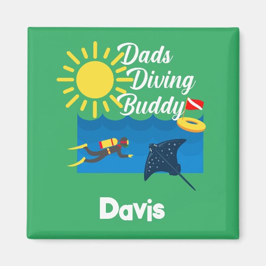 Dads duikboeddontwerp - Square Magnet (Voorkant)