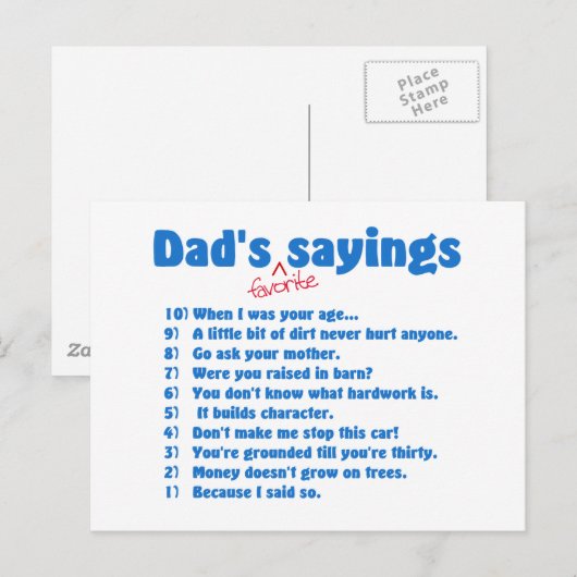 Dads favoriete gezegden briefkaart (Voorkant / Achterkant)