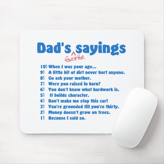 Dads favoriete gezegden mousepad muismat (Met muis)