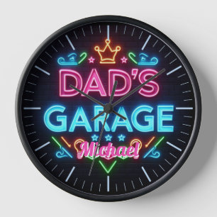 Dads Garage Mancave Klok Neon Beer Custom Name