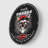 Dad's Garage Never Too Old Skull Tools Black Funny Grote Klok (Hoek)