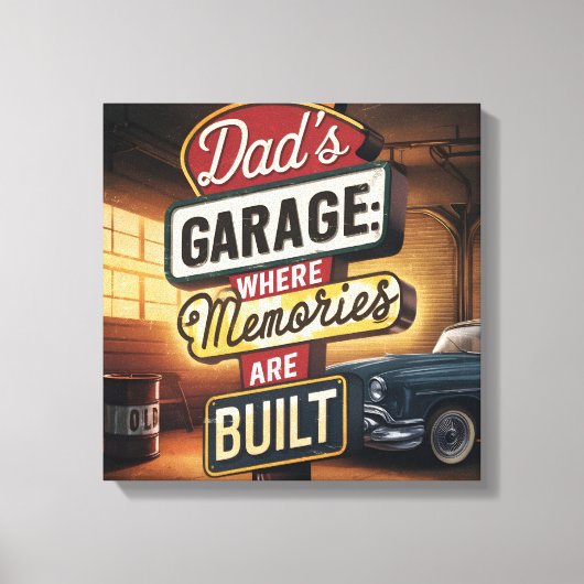 Dad's Garage Retro  Automotive Sign Canvas Afdruk (Voorkant)