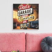 Dad's Garage Retro  Automotive Sign Canvas Afdruk (Insitu (Woonkamer))