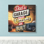 Dad's Garage Retro  Automotive Sign Canvas Afdruk (Insitu (Houten vloer))