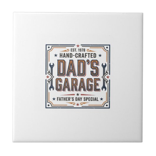 Dads Garage Vintage Vaderdag Tegeltje (Voorkant)