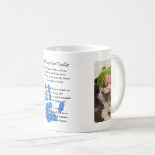 DAD's gedicht en 2 FOTO'S - Houd Mijn handafdruk v Koffiemok (Voorkant rechts)
