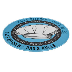 Dad's Kitchen Dad's Rules Funny Chef Pet Quote Snijplank