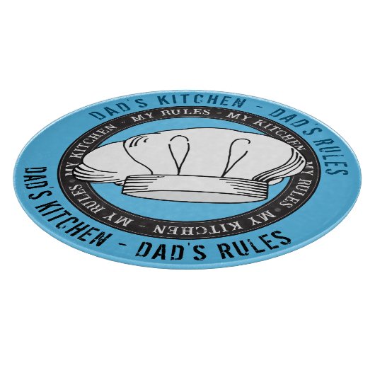 Dad's Kitchen Dad's Rules Funny Chef Pet Quote Snijplank (Hoek)