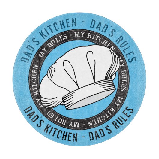 Dad's Kitchen Dad's Rules Funny Chef Pet Quote Snijplank (Voorkant)