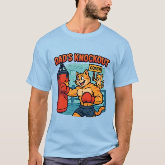 Dad's Knockout - Grappig Gym Kat Papa T-Shirt (Voorkant)