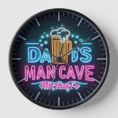 Dads Mancave Bar Clock Neon Beer Custom Name (Voorkant)