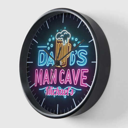 Dads Mancave Bar Clock Neon Beer Custom Name (Hoek)