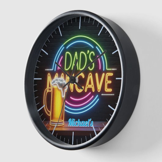 Dads Mancave Bar Clock Neon Beer Custom Name (Hoek)