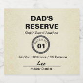 Dad's Reserve | Moderne bourbonparodie grappig Sparkling Wijnetiket (Enkel label)
