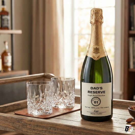 Dad's Reserve | Moderne bourbonparodie grappig Sparkling Wijnetiket