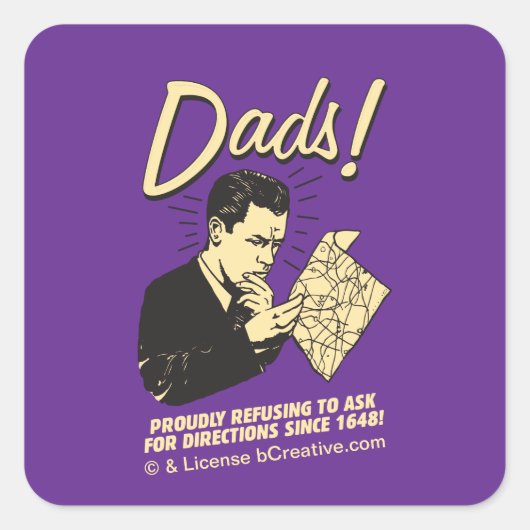 Dads: richting vragen weigeren vierkante sticker (Voorkant)