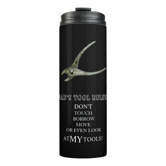 DAD'S TOOL REGELS WERKEN GARAGE-koffiereizen Thermosbeker (Voorkant)