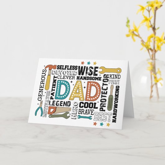 Dad's Ultimate Toolkit: gebouwd met liefde en krac Kaart (Gele Bloem)