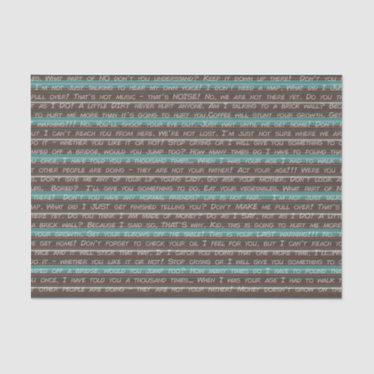 Dads zeggen 'dadisms' over strepen tissuepapier (Voorkant)