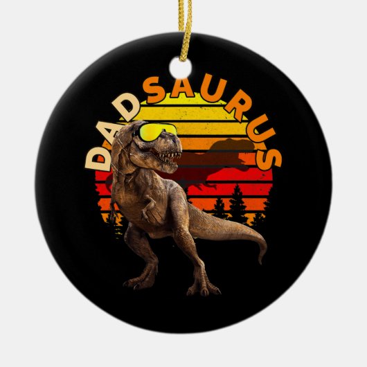 DADSAURUS Jurassic T Rex Dad Retro World Keramisch Ornament (Voorkant)