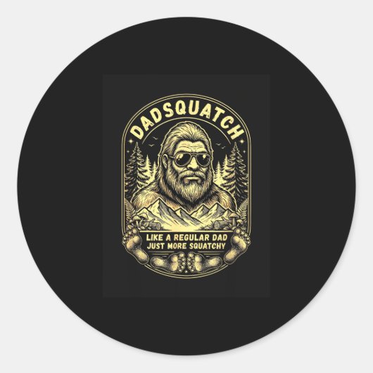 Dadsquatch als een gewone vader meer squatchy ronde sticker (Voorkant)