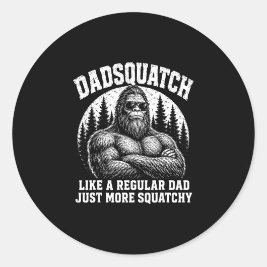 Dadsquatch als een gewone vader meer squatchy ronde sticker (Voorkant)