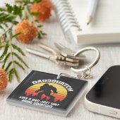 Dadsquatch als een vader Grappige Squatch Vader Da Sleutelhanger (Voorkant Rechts)