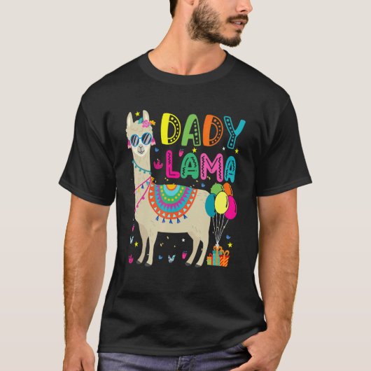 Dady Llama Birthday Balloons zonnebril Llama Pet T-shirt (Voorkant)