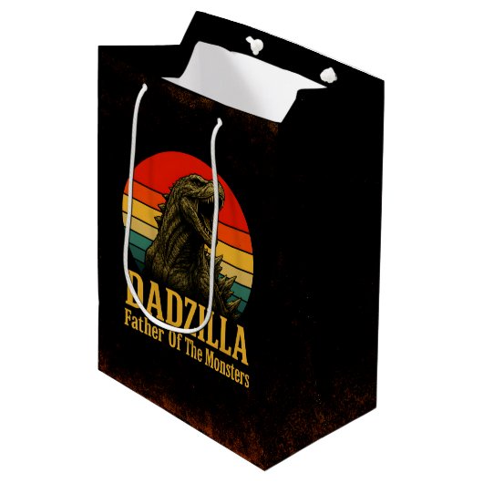Dadzilla, de vader van de Monsters Vaderdag Medium Cadeauzakje (Voorkant Gekanteld)