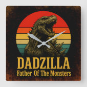 Dadzilla, de vader van de Monsters Vaderdag Vierkante Klok (Voorkant)