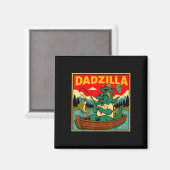 Dadzilla vissen dinosaurus vader en zoon retro  magneet (Voorkant / Achterkant)