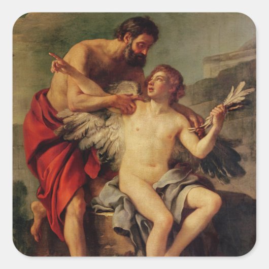 Daedalus Attaching Icarus' Wings, c.1754 Vierkante Sticker (Voorkant)