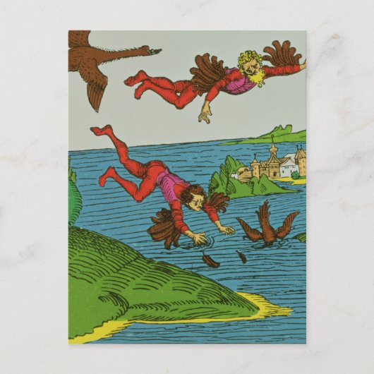 Daedalus en Icarus, 15e eeuw Briefkaart (Voorkant)