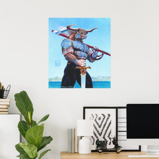 Daedalus Minotaur van Kreta Poster (Thuiskantoor)