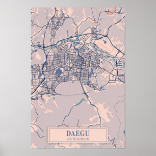 Daegu Zuid-Koreaanse Winderige Stad Kaart Reizen Poster