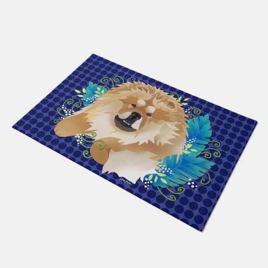 DAEJA VU CHOW - blauwe stippen binnenshuis/buitenm Deurmat (Schuin)