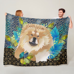 DAEJA VU Chow Fleece blanket blue/Gold) 3 maten