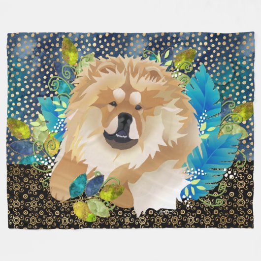 DAEJA VU Chow Fleece blanket blue/Gold) 3 maten Deken (Voorkant (Horizontaal))