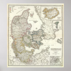 Daenemark, Island - Denemarken, IJsland Poster