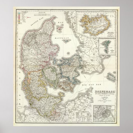 Daenemark, Island - Denemarken, IJsland Poster (Voorkant)