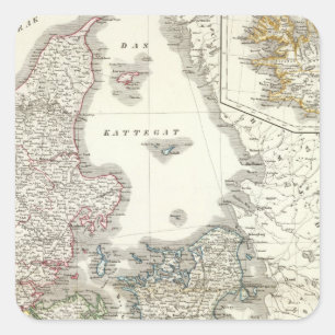 Daenemark, Island - Denemarken, IJsland Vierkante Sticker
