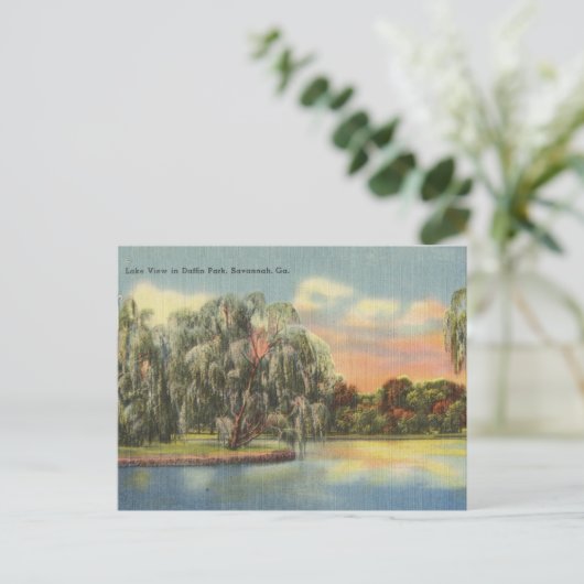 Daffin Park Lake Uitzicht Savannah GA retro Briefkaart (Staand voorkant)